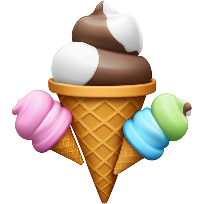 three scoop ice cream cone emoji