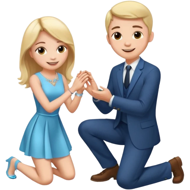 🧎‍♂️‍➡️💍💃 a boy parposing a girl and the boy on his knee and give him ring girl stand after him and shing emoji
