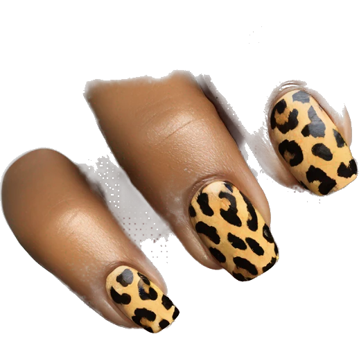 Leopard print nails on hand emoji