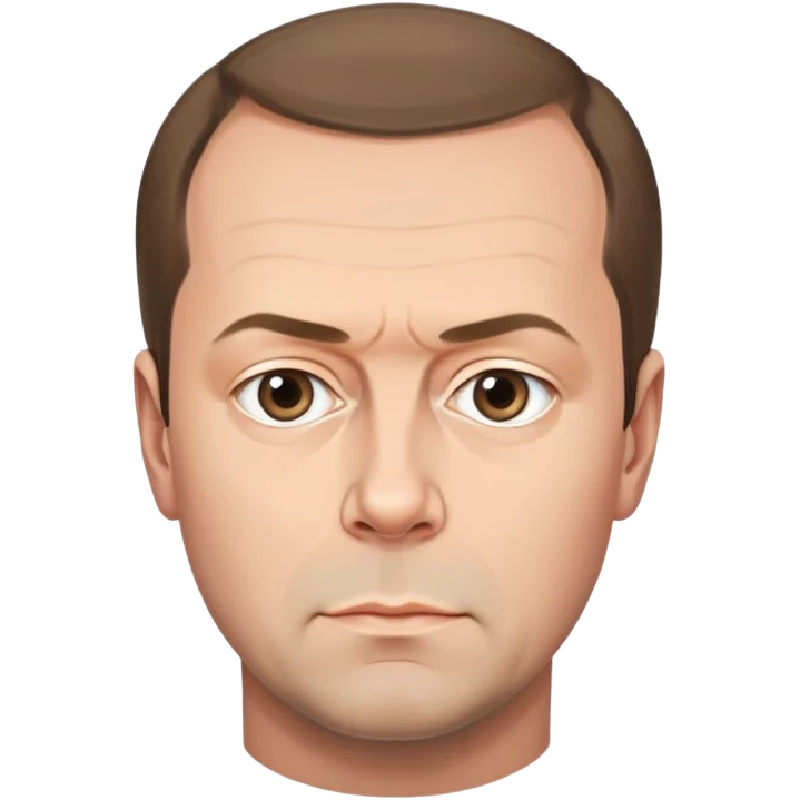 Dmitry Medvedev, round face, smooth finish, lifelike facial features, serious expression, bright background emoji