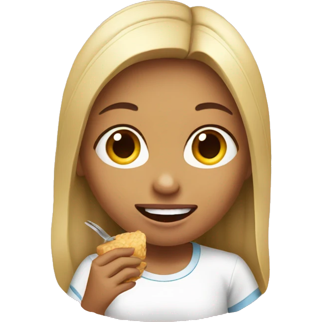 A girl eating   emoji