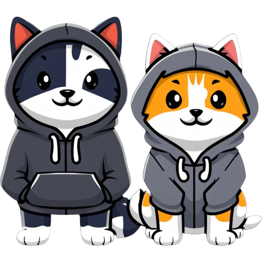 Dog and cat in the hood emoji