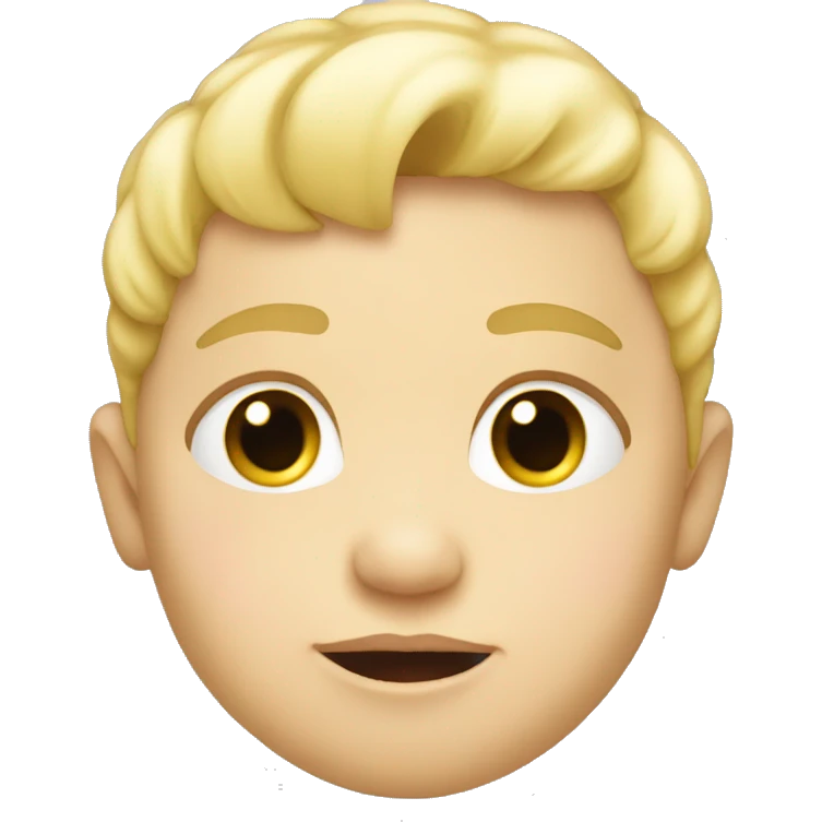 a white blond baby side eyeing facing the left with his eyes wide open emoji