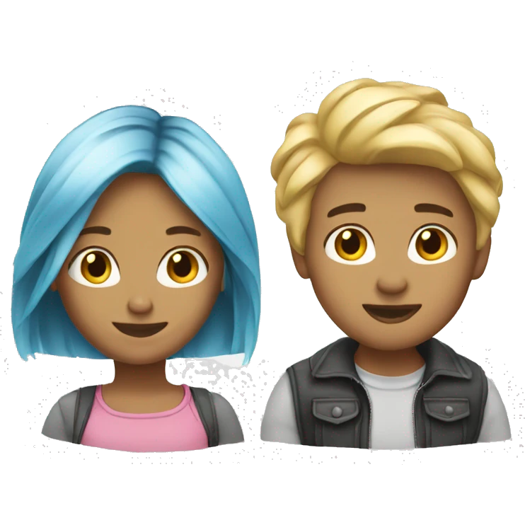 Couple girl blond air and boy short air emoji