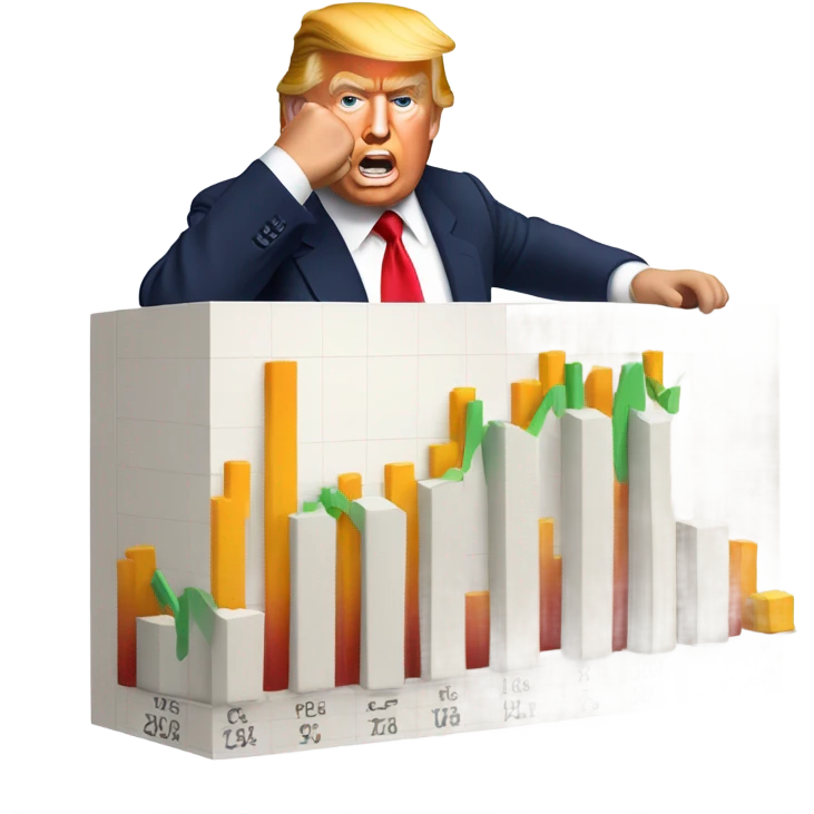 Donald trump holding the stock market emoji