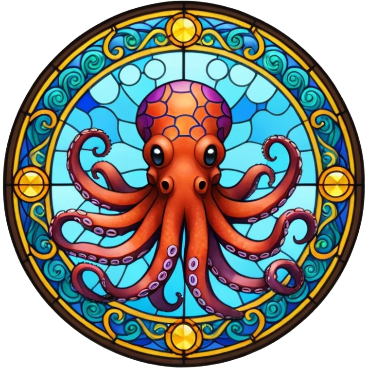 Stained glass octopus emoji
