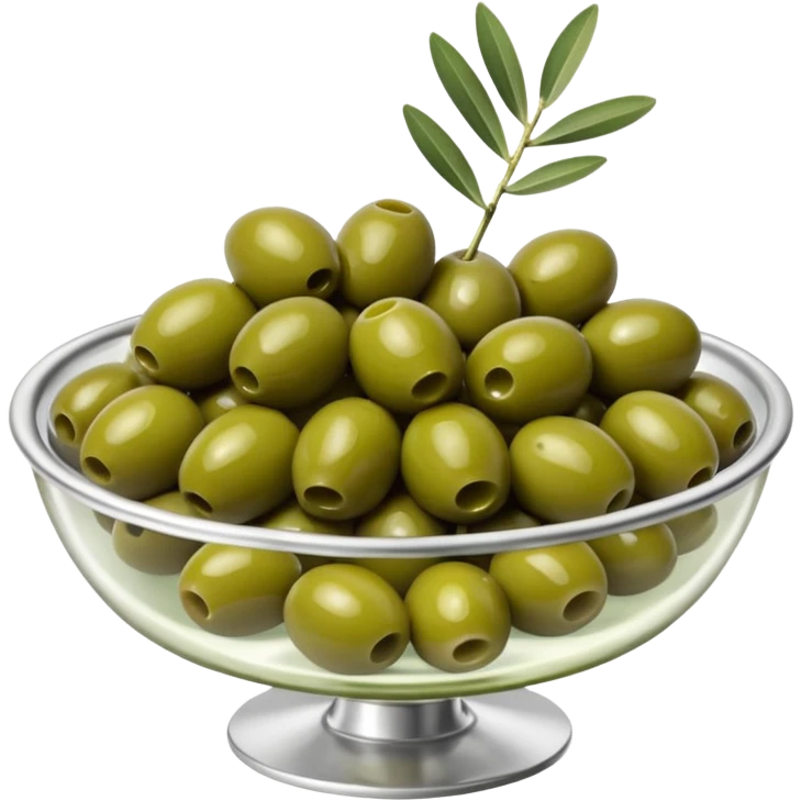 Silver cocktail dish filled with green olives  emoji