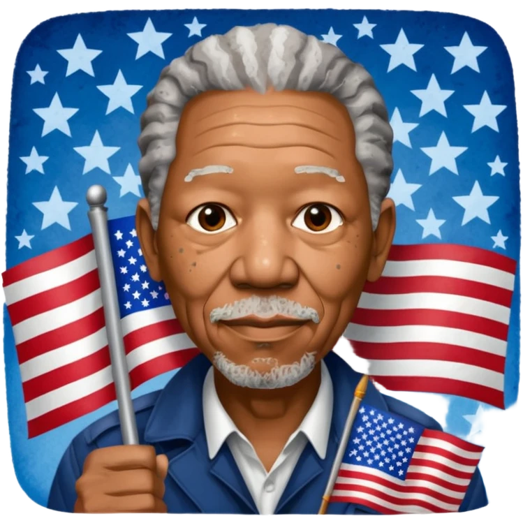 morgan freeman holding an american flag emoji