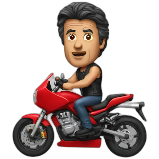 Stallone in a red motorbike emoji
