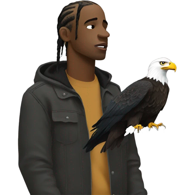 travis scott singing with bald eagle on shoulder emoji