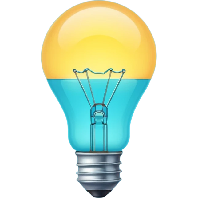 Light bulb icon, flat emoji style, outline with blue and turquoise colors emoji
