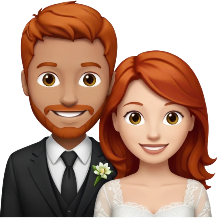Married couple husband is a redhead and the wife has dark hair emoji