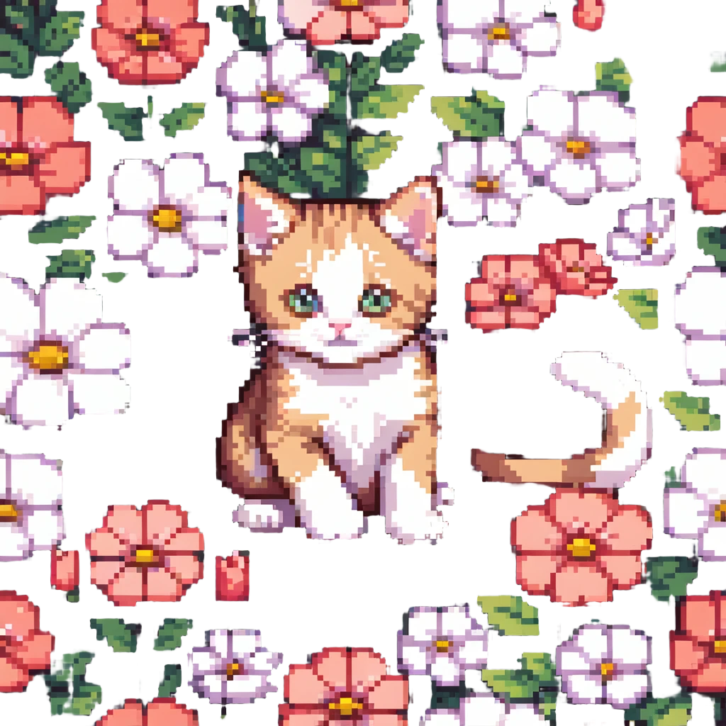 Kitten and flowers emoji