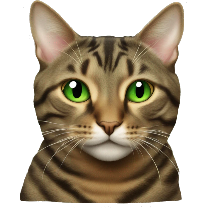 Green-eyed brown tabby cat smoking weed emoji