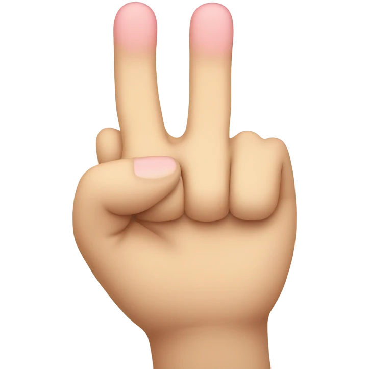 A hand holding up the index and middle finger together as well as the pinky emoji