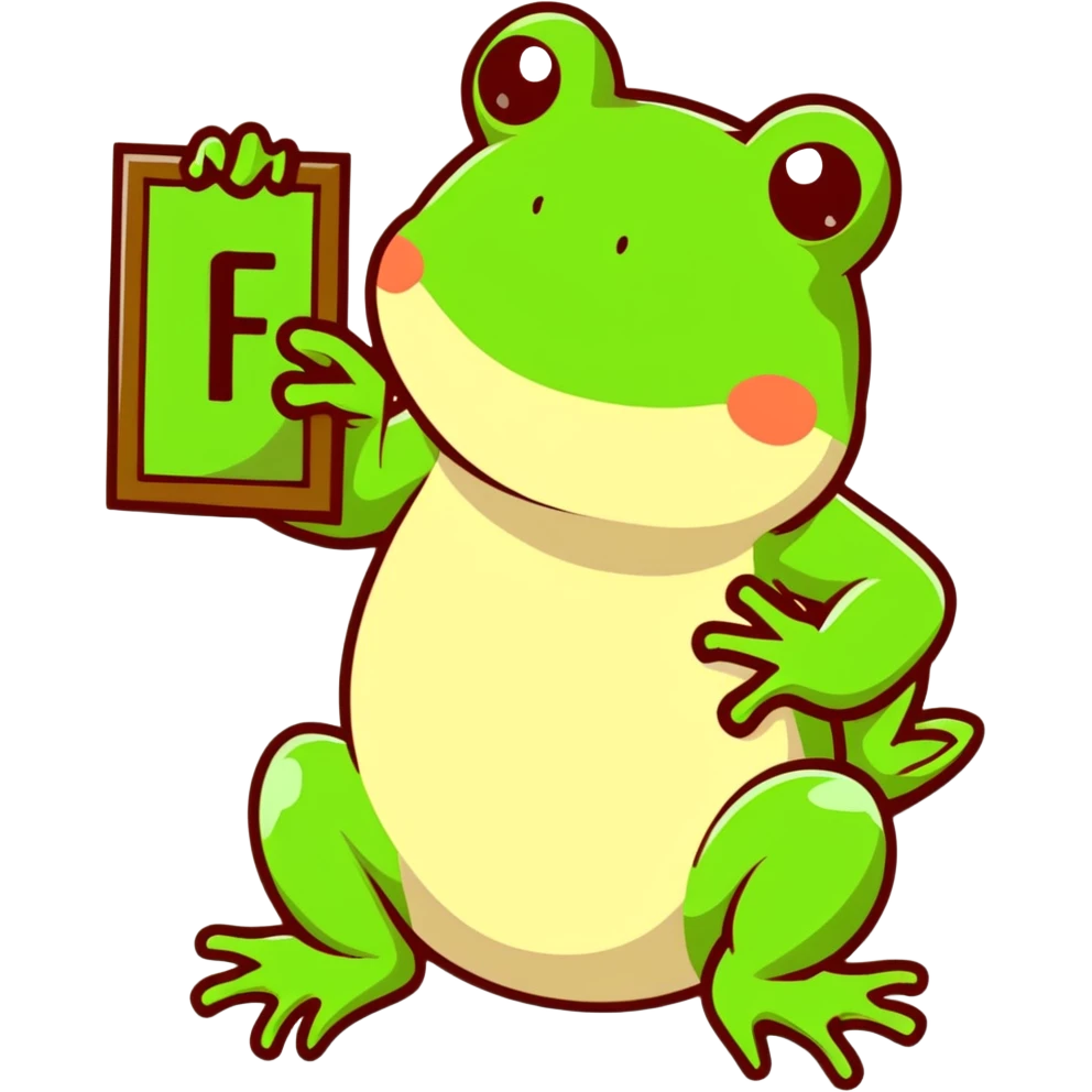 Bufo frog holding a blank sign, cartoonish emoji
