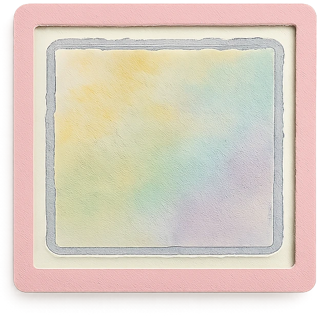 soft pastel hand-sketched outline frame with watercolor background, with a pink border emoji