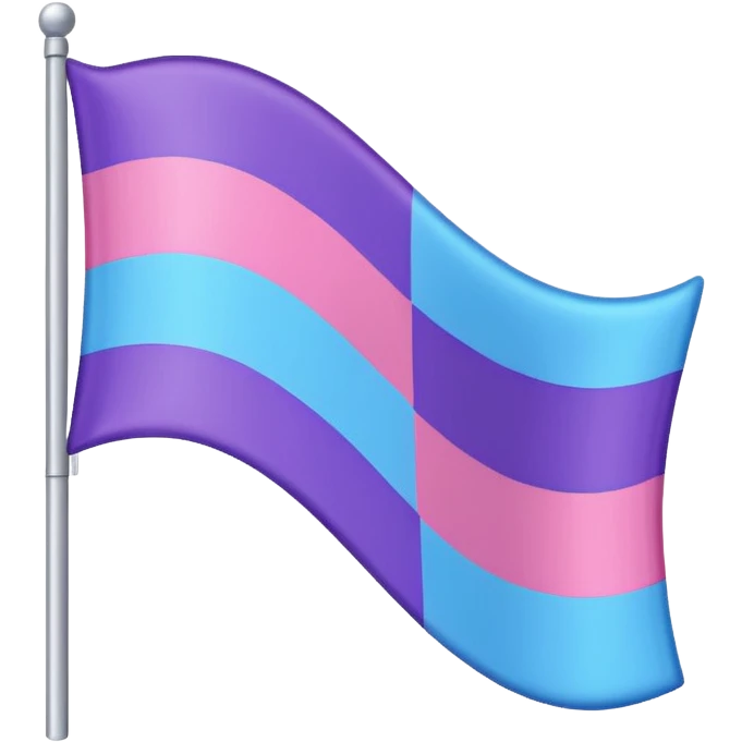 I want a flag, I want the first stripe at the very top of the flag to be pink 🩷. The middle stripe will be the color purple 💜. And finally the bottom stripe will be the color blue 💙. Only those three colors in that exact order. emoji