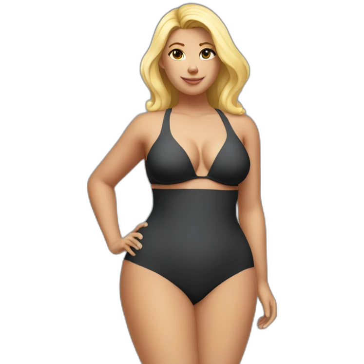 Slim-Thicc woman swimsuit posing full body (blonde, perfect body, hourglass figure) emoji