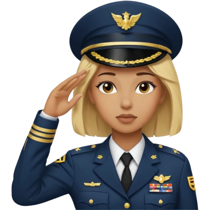 black solider woman salute with blonde hair emoji