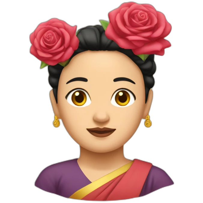 Aung San Su Kyi with rose on her head emoji