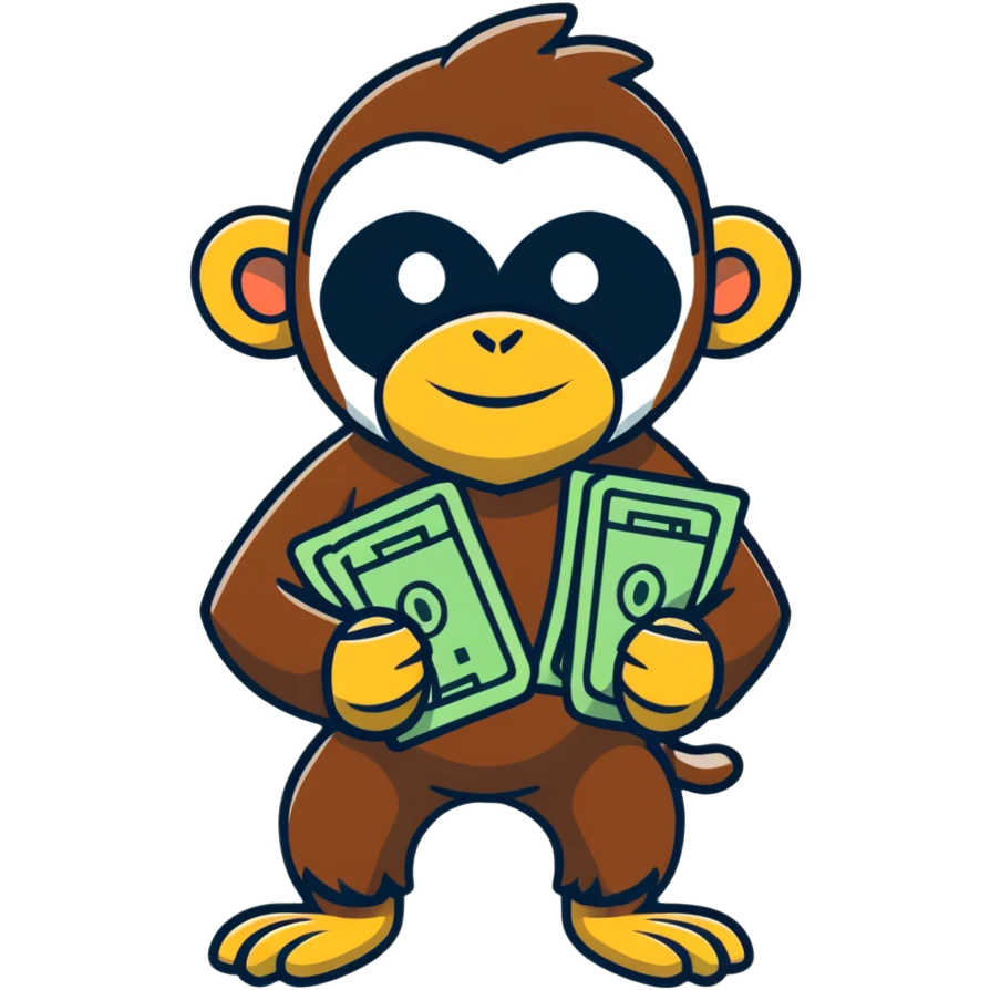 sneaky monkey thief with a bandit mask and money bag emoji