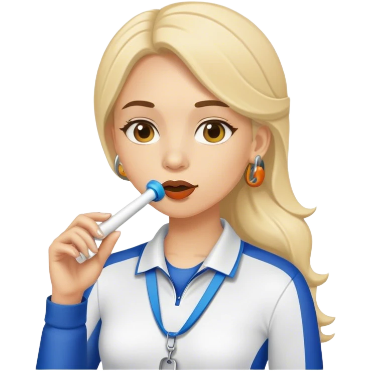 Girl coach with whistle emoji