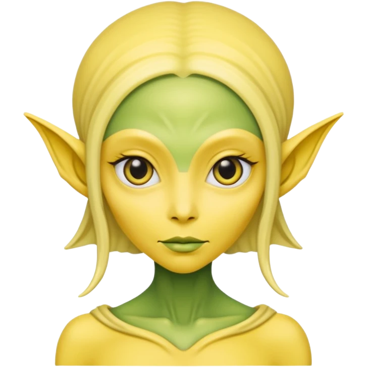  lady alien with yellow skin, Half body. emoji