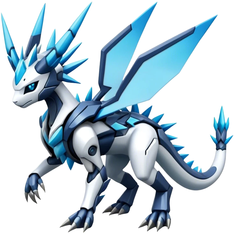 Spikey, spiky, Cyborg-Kyurem-Glaceon-dialga-hybrid, full body emoji