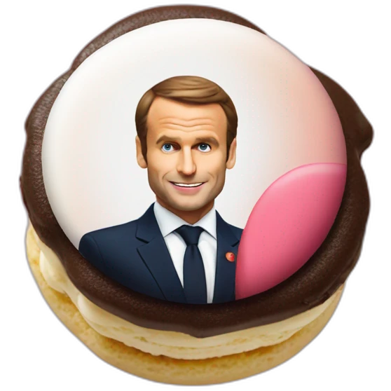 Macron sur un macaron emoji