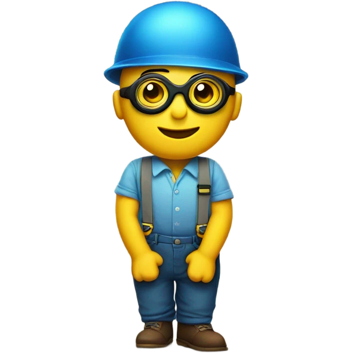 small yellow guy in blue suspenders with goggles in emoji