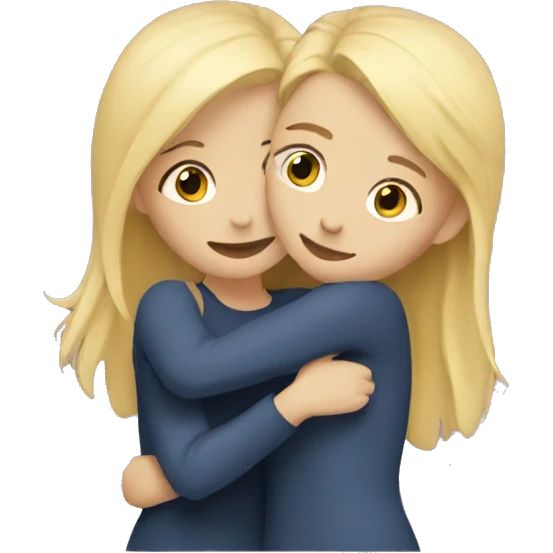 Two blonde girls hugging each other emoji