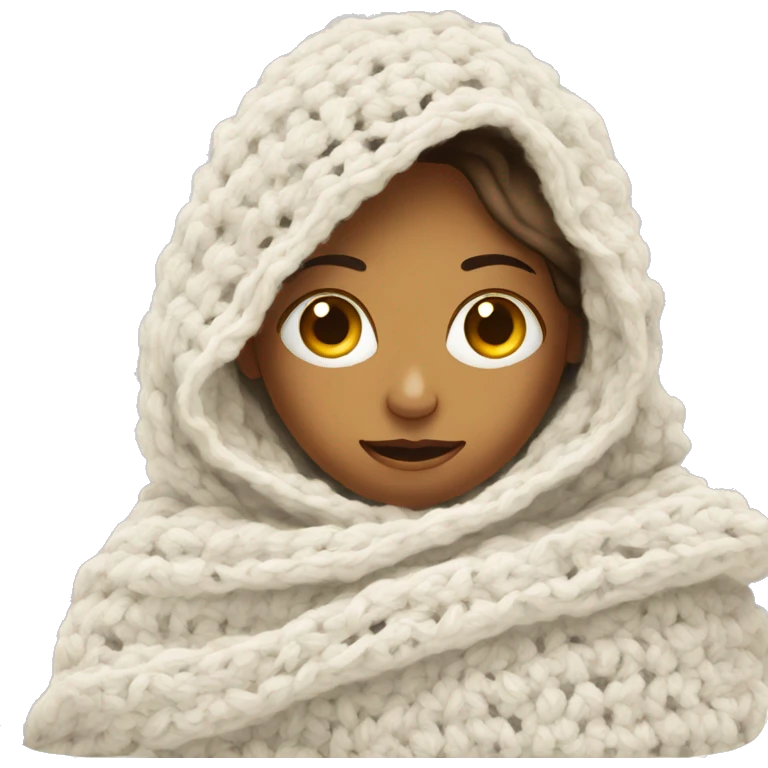 Girl inside a blanket with crochet  emoji