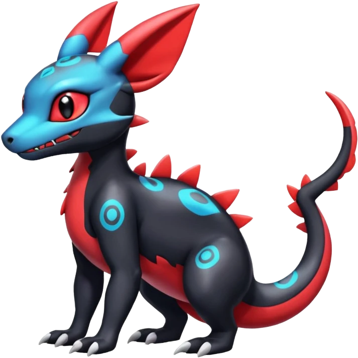 Cute Shiny Colorful Guilmon-Salandit-Umbreon-Fakémon-hybrid-creature (full body)  emoji