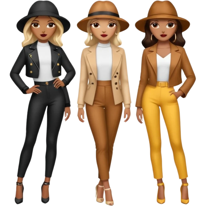 Glam girls in a group of 3 friends  emoji