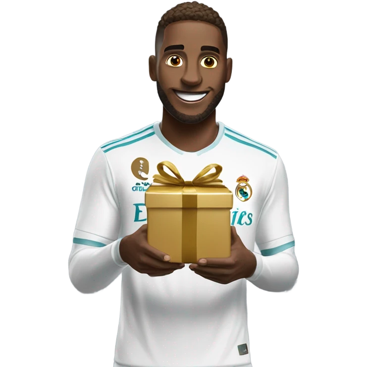 Real Madrid soccer player opening a gift  emoji