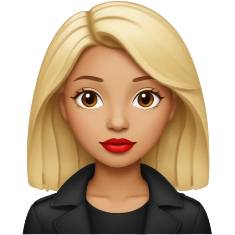 Light brown skinned woman with blonde hair and red lipstick emoji