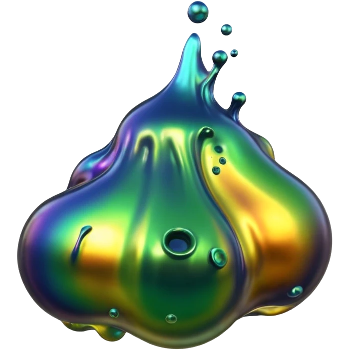 3D render of Oil Slick, toxic waste aesthetic, bubbling liquid, caution metal, industrial warning texture. emoji