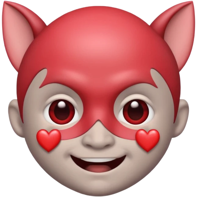 Bat, as a memoji, with hearts around his face, with a little smile emoji