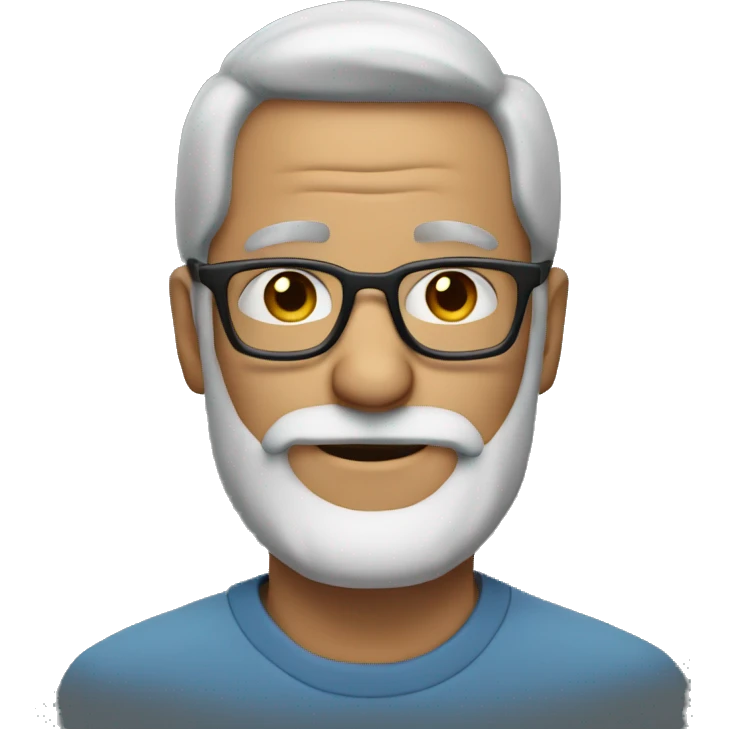 55 year old guy with glasses, light full beard emoji
