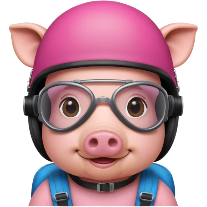 Pig head with skydiving goggles and skydiving hat emoji