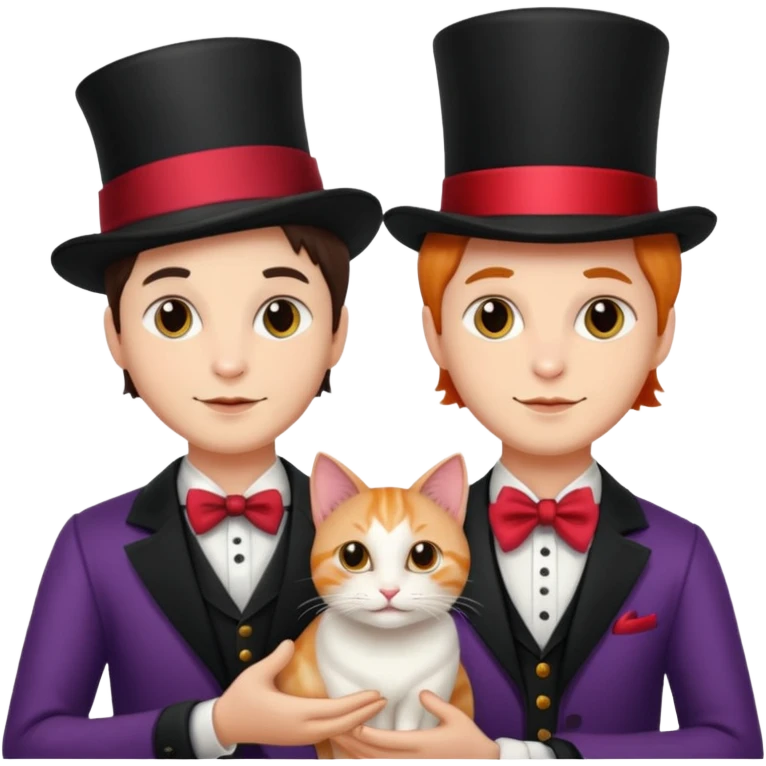 magician couple and their pet cat emoji