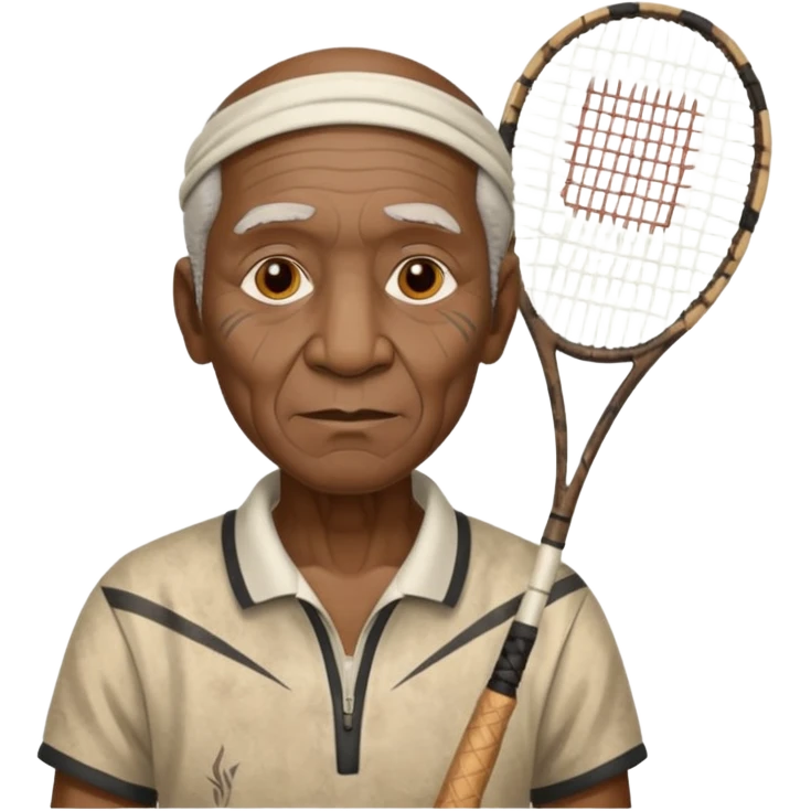 ancient tribal old black man with 1 badminton racket emoji