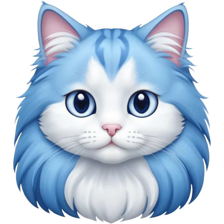 Long-haired blue and white cat emoji