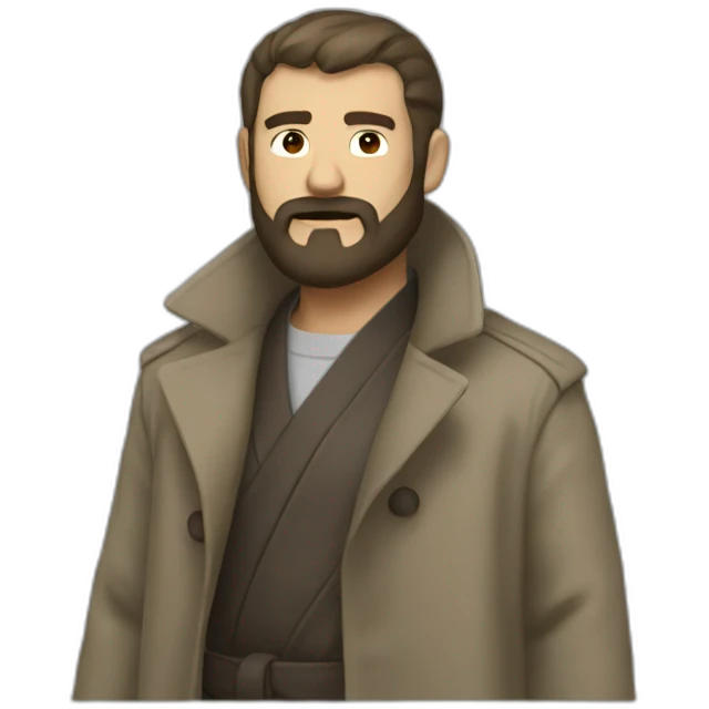 reddit moderator (neck beard, full body, trenchcoat, katana) emoji
