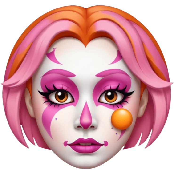 Pinkorangewhite face circus emoji