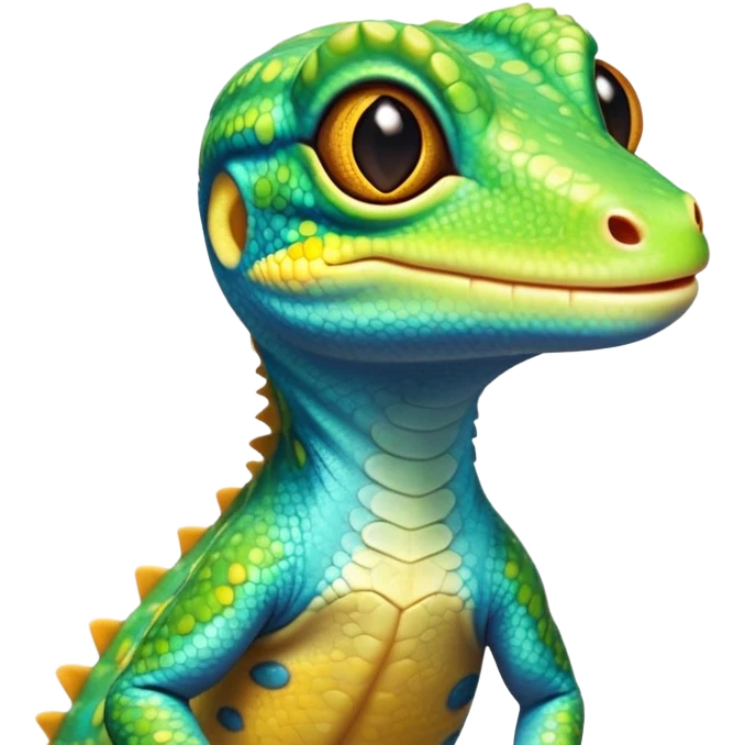 cinematic-cute-realistic gecko-portrait-emoji,-head-tilted-playfully-and-inquisitively,-featuring-a-small,-charming-body-with-smooth,-vividly-patterned-scales,-bright,-sparkling-eyes-and-delicate,-sticky-toe-pads,-simplified-yet-irresistibly-adorable emoji