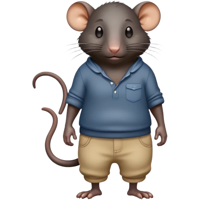 a large black rat in pants, with a lot of sweat emoji