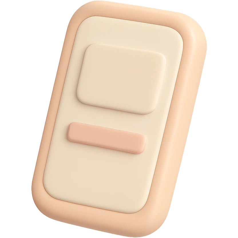 A smartphone with rounded corners and a simple screen display, soft pastel colors, smooth plastic appearance emoji