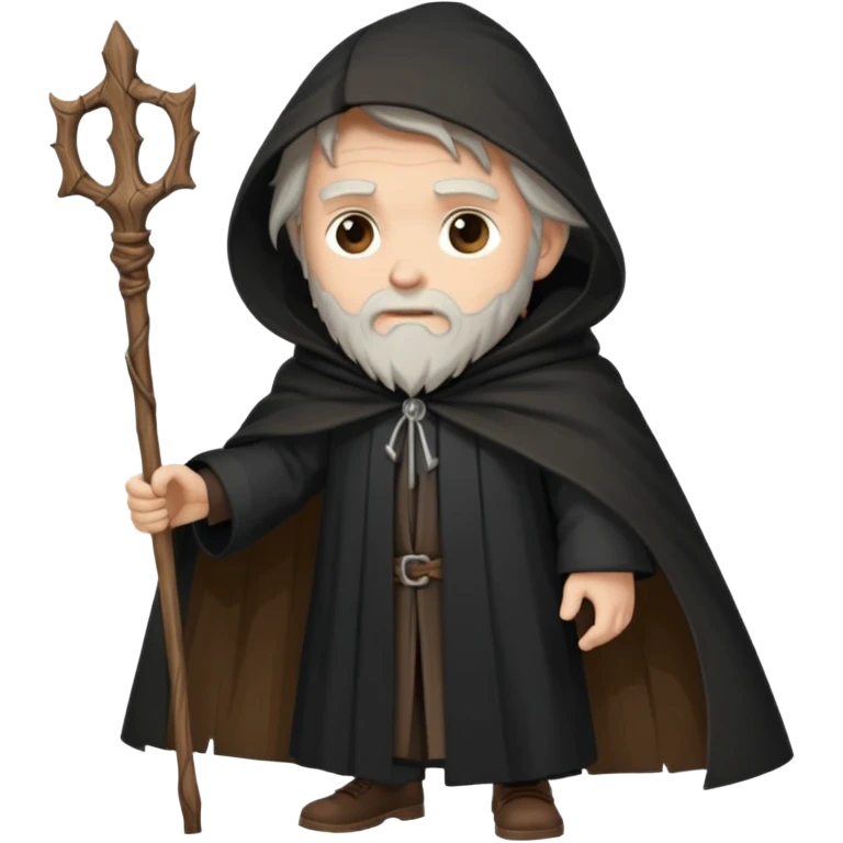 A wandering philosopher in a long black cloak with a staff emoji